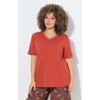 Ulla Popken T-Shirt T-Shirt Stickerei Classic V-Ausschnitt Halbarm