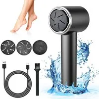 Kityhome Elektrischer Hornhautentferner Hornhautentferner Elektrisch, für Die Fußpflege, Rissige Trockene Haut, mit Vakuumadsorption, 2 Speeds, 4 Köpfe, IPX6 Wasserdicht