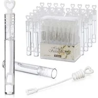 CEPEWA Seifenblasenmaschine Seifenblasen Hochzeit 'Wedding Bubbles' 48er Set 15x12x12,5cm Röhrchen