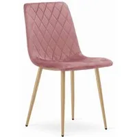 Home Collective Esszimmerstuhl Wohnzimmerstuhl Stuhl mit Velours-Sitz (ergonomisch, ideal für Wohnzimmer, Büro, Schlafzimmer oder Esszimmer), maximale Belastung: 120 kg, rosa mit holzfarbenen Beinen 1 Stuhl