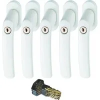 ABUS Fenstergriff ABUS FG200 Weiß, Braun, Silber, SB abschließbarer Fenstergriff, 5er Set weiß, abschließbar, Kindersicherung