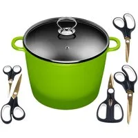 KING Suppentopf, Aluminiumguss (Set, 7-tlg), Kochtopf 7LØ24cm +Glasdeckel, Induktion, Keramikbeschichtung