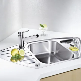 Blanco Spüle 516277 93 x 51 cm, Edelstahl Bürstfinish, Ablauffernbedienung mit Drehbetätigung
