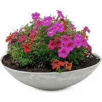 matches21 HOME & HOBBY Blumentopf Pflanzschale für außen Dekoschale rund hellgrau marmoriert 45 cm (1 St), Blumen-Schale als wetterfeste Friedhof-Schale Grab-Schmuck Grabschale