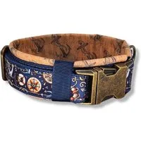 D by E Couture Hunde-Halsband "Nautical Dream II", gepolstert, verstellbar, 30mm breit, Handmade