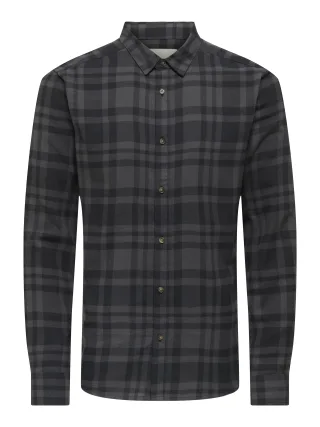 ONLY&SONS - ONSGUDMUND LS CHECKED SHIRT NOOS Jet Black - Gr. - M