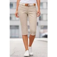 SUBLEVEL Shorts Damen 3/4 Capri Hose leichte Sommerhose mit Gürtel Leichte Caprihose mit Stretchkomfort, Slim Fit und Flechtgürtel
