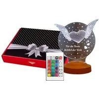 Geschenkelampe LED Nachttischlampe Fliegendes Herz 3D mehrfarbiges Nachtlicht Geschenke zum Muttertag, Leuchte 7 Farben fest integriert, Muttertagsgeschenke