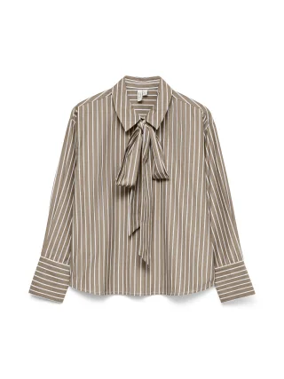VERO MODA - VMISLUNN L/S BOW SHIRT WVN BTQ Silver Mink - Gr. - XL