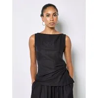 Apricot Stricktop Gewebtes Oberteil mit seitlichem Knoten
