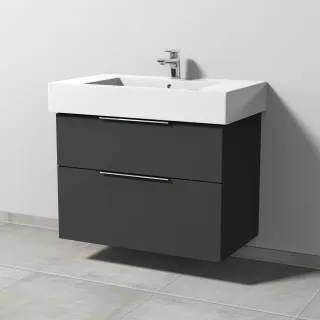 Sanipa 3way Waschtischunterbau zu Duravit Vero Waschtisch mit 2 Auszügen, Graphit-Matt UP7181B