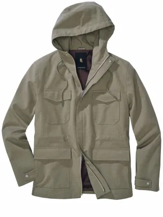 Mey & Edlich Herren Kapuzen-Fieldjacket Hinterland Grün 66 % Polyester, 28 % Viskose, 6 % Elasthan