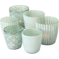 BOLTZE GRUPPE GmbH Windlicht Windlicht Patty Glas grün matt H 7-9 cm 6er Set (3x2er Set)