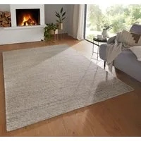 TaraCarpet Wollteppich TaraCarpet Bern Modern fürs Wohnzimmer Schlafzimmer Esszimmer Wolltep, rechteckig, Höhe: 5 mm, Wollteppich natur Wohnzimmer Schlafzimmer Esszimmer Flur ca 80x150