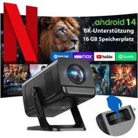 XGODY Android 14 Projektor Unterstützt 4K/8K-Decodierung,WiFi 6, BT 5.4 Mini-Beamer (300 lm, 8000:1, 3840 x 2860 px, KI-Auto-Keystone, 180°Dreh, Tragbarer Beamer Heimkino mit TV Stick)