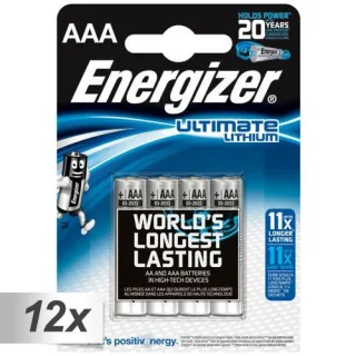 12x4 ENERGIZER Ultimate Lithium Micro AAA LR 03 1,5V