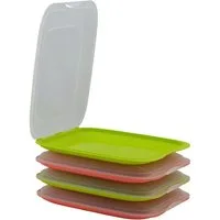 Engelland Frischhaltedose Aufschnittdosen, Aufschnittbox, PP-Kunststoff, BPA-frei, (Vorteils-Set, 4-tlg., mit transparentem Deckel), stapelbar, platzsparend, Ordnung im Kühlschrank, Organizer, Stapelbox