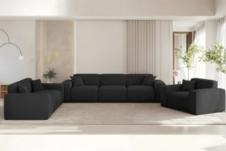Sofaset Designersofa CELES PREMIUM 3-2-1 in Stoff Sven Schwarz