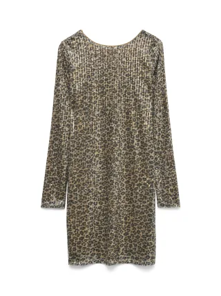 VERO MODA - VMHANYA SQ L/S SHORT DRESS JRS BTQ silver mink - Gr. - M