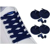 ELANOX Schnürsenkel 4 Stück 8 mm BREIT elastische Schnürsenkel mit Mettalkapseln