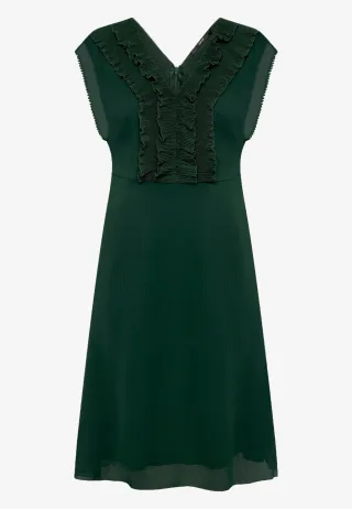 zero - Chiffonkleid mit Rüschen green forest - Gr. - 38