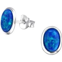 ALEXANDER YORK Paar Ohrstecker OPAL blau, 2-tlg., 925 Sterling Silber
