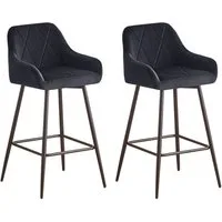 JYMTOM Barhocker Barstuhl mit Armlehne Gepolsterter Tresenhocker Bistrohocker (2 St), Outdoor Diamant Design Hocker, Schwarz