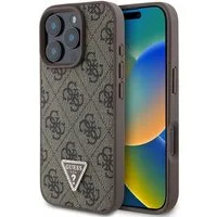 Guess Handyhülle GUESS Case iPhone 16 Pro Max Strass Triangle Logo Hülle Cover braun