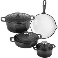 CS Koch-Systeme Topf-Set Xanten, Gusseisen (Set, 7-tlg., je 1 Fleischtopf Ø 15/26 cm, 1 Bratentopf Ø 23 cm, 1 Pfanne Ø 28 cm), Induktion