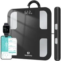Healthkeep Personenwaage mit 8 Elektrodenmit App Intelligent für 18 analysierte Körperdaten, großem LED-Display, Für Android und iOS Apps. Max. 180kg/400lb/28st) 30 x 30 cm