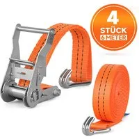HOMELUX Spanngurt 6m Zurrgurte, 2000kg Spanngurte mit Ratsche, 35mm (Ratschengurt Zurrgurte für Ladungssicherung, 4-St., TÜV/GS geprüft) mit Spannratsche