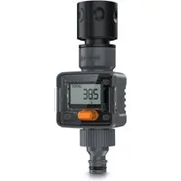 Brandson Wasserzähler Digitale Wasseruhr für den Gartenschlauch, Durchflussmessgerät 3/4", (Set, 5-tlg., bis 2400 l/h, 1 Zoll LCD-Display, Batterie inkl), 4 Modi zur Wasserverbrauchskontrolle, Durchflussmesser, IPX6
