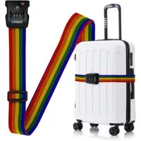 Flexot Koffergurt Koffergurt mit Zahlenschloss & TSA, verstellbare Länge, Namensschild, Flexibel anpassbarer und stabiler Gurt mit praktischer Schnalle