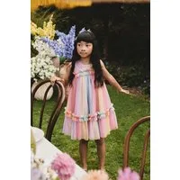Next Tüllkleid Ärmelloses Partykleid mit Mesh und Rüschendetail (1-tlg)