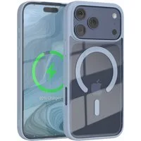 EAZY CASE Handyhülle Transparente Hülle mit MagSafe iPhone 17 Pro Max 6,9 Zoll, Softcase, Schutzhülle mit Displayschutz, stoßfest, kratzfest, Hellblau