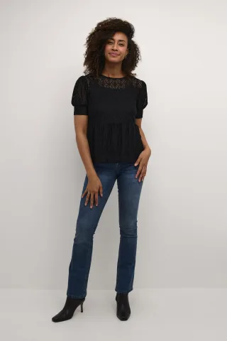 Kurzarm-Bluse Feminine black