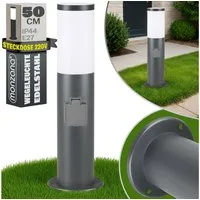 monzana Gartenleuchte, Außenleuchte mit Steckdose, Edelstahl 50cm IP44 Gartenlampe Wegeleuchte Außen Strom E27 Anthrazit