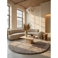KADIMA DESIGN Teppich SALZACH Shaggy Langflor Wohnzimmer Schlafzimmer Waschbar Flauschig, Rund, Höhe: 52 mm, Beige, 80x80 cm, Wohnzimmerteppich Strapazierfähig Waschbar