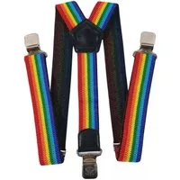 Ware aus aller Welt Hosenträger Regenbogen Farben starke Y Hosenträger 40 mm breit starke Krallenclips (1-St) starke Krallenclips