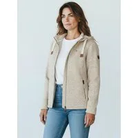 Dry Fashion Fleecejacke Poel Damen Wollfleece-Jacke Kapuze - Damenjacke Fleece windabweisend Verstellbare Kapuze, 2-Wege-Reißverschluss, Taschen mit Reißverschluss