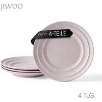 JIWOO Teller 4er Ø21,4cm, Salatteller Frühstücksteller Pastateller Dessertteller, (4 St), Keramik Hochwertiges Tellerset Lila Mikrowellen spülmaschinenfest
