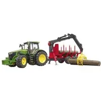 Bruder® Spielzeug-Traktor John Deere 7R 350, Rückeanh.+B.Stämmen 3154