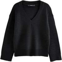 Next V-Ausschnitt-Pullover Gerippter Strickpullover mit V-Ausschnitt (1-tlg)