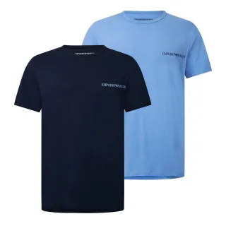 Emporio Armani EA7 - T-Shirt für Herren, Rundhalsausschnitt (2er-Pack) (Schwarz/Blau)