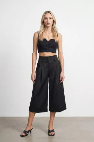 Hochtaillierte weite Crepe-Culottes