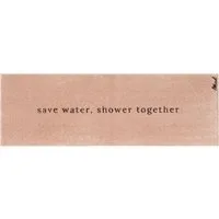 Mad about Mats Fußmatte Albert, Rechteckig, Badvorleger, Badezimmerteppich, Läufer Badezimmer, mit Spruch, lustig, witzig, originell, save water, shower together, Beige, rutschfest, waschbar, pflegeleicht, weich, 50 x 150 cm