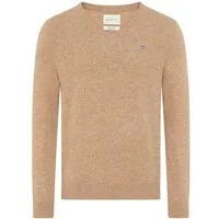 Gant V-Ausschnitt-Pullover EXTRAFINE LAMBSWOOL V-NECK mit Logostickerei