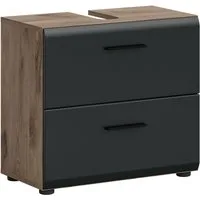 welltime Waschbeckenunterschrank FLORENZ, Breite 60cm, inkl. Siphonausschnitt, mit Türen oder Schüben (1-St., TOPSELLER) hochwertige MDF Front, Griff schwarz, Badschrank, Bad
