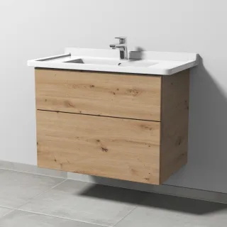 Sanipa 3way Waschtischunterbau zu Duravit Starck 3 Waschtisch mit 2 Auszügen, Eiche Natural-Touch SM71185