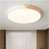 style home LED Deckenleuchte Metall Deckenlampe 12W/24W/36W/48W/96W, Runde/Quadratisch, LED fest integriert, warmweiß bis kaltweiß verstellbar, 36W Holzlampe, Ø40*4cm, für Wohnzimmer, Schlafzimmer,Büro usw.